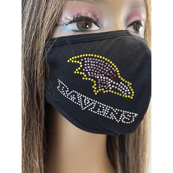 Baltimore Ravens Bling Rhinestone Face Mask Side Logo - Picture 11 of 13